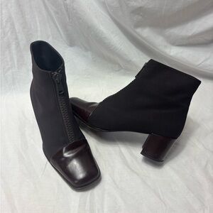 Vintage Kenneth Cole Dark Brown Square Toe Zip Ankle Boots 10 ~ SPAIN